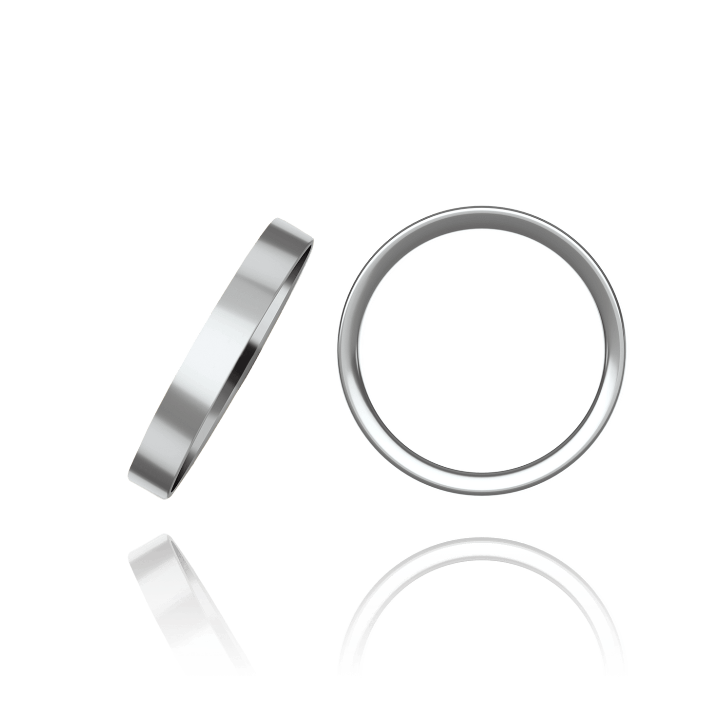 Flache Eheringe aus 14-karätigem Weißgold
