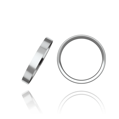 Flache Eheringe aus 14-karätigem Weißgold