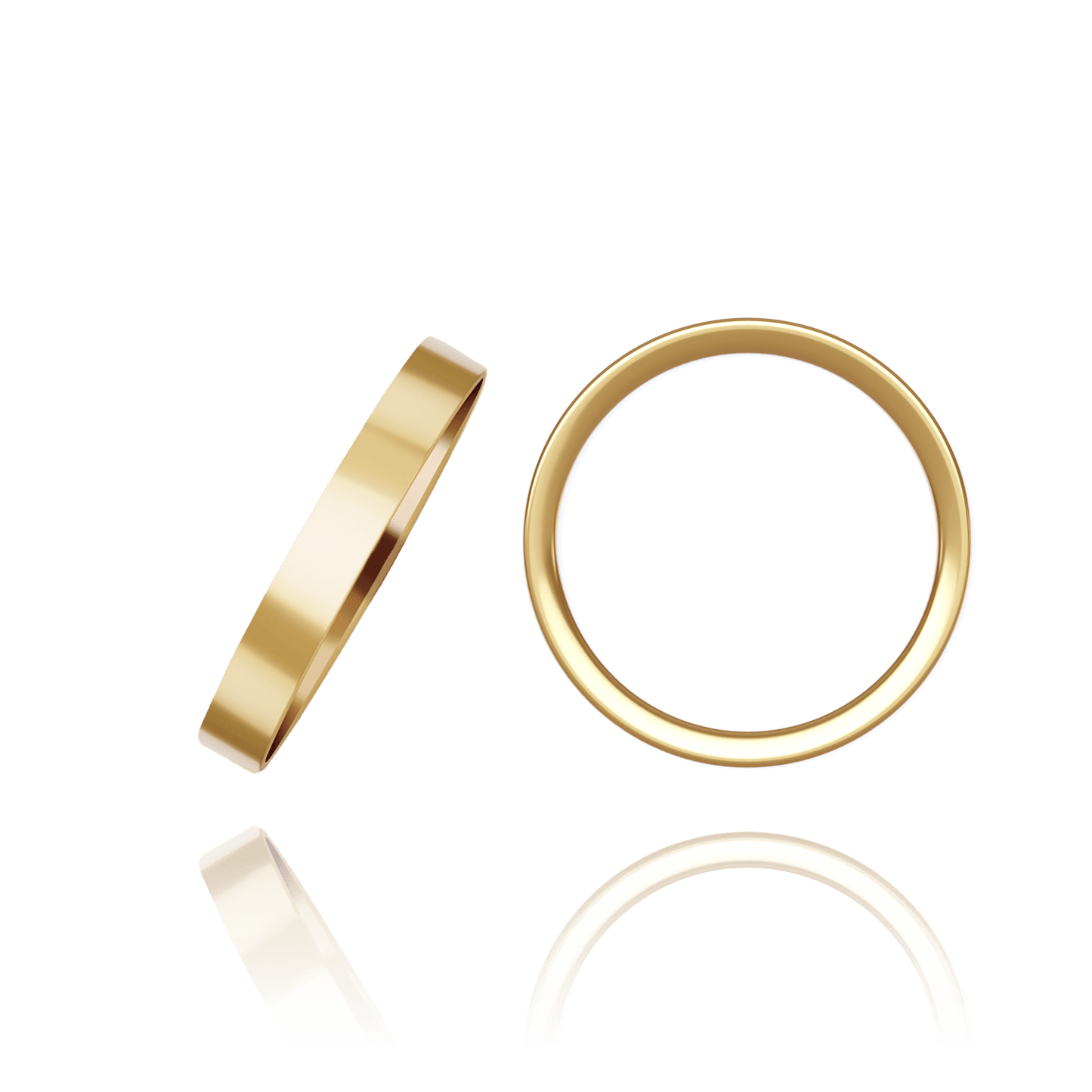 Flache Eheringe aus 14-karätigem Gelbgold
