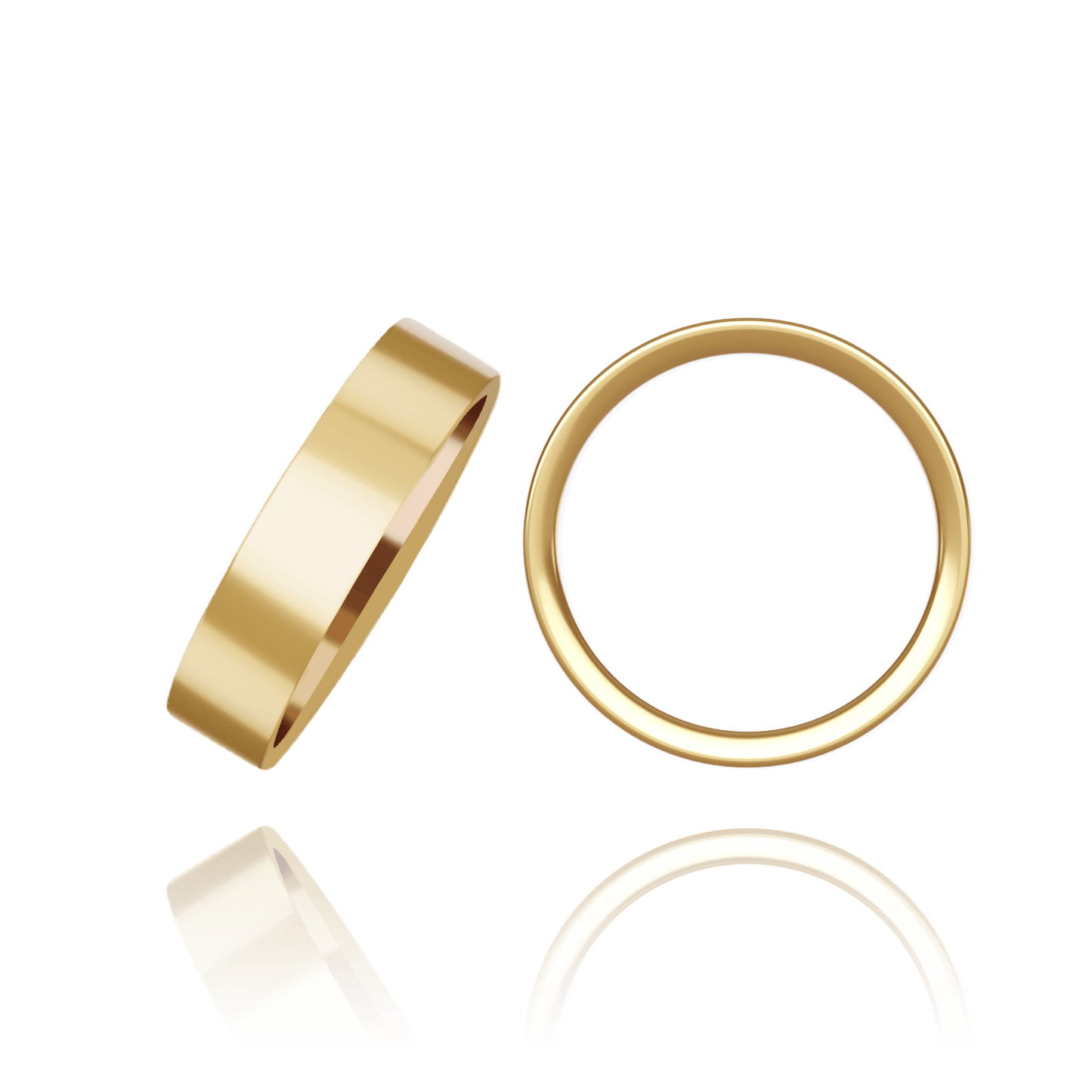 Flache Eheringe aus 14-karätigem Gelbgold