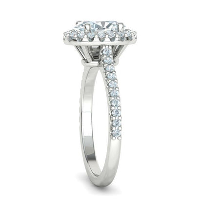 1 ct Oval Diamond Engagement Ring with Halo - Pavé Band