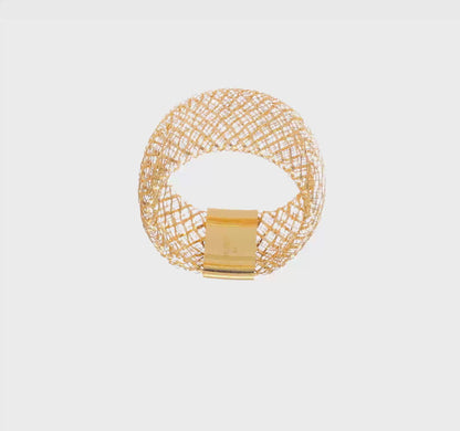 14K Gold Wide Mesh Stretchring