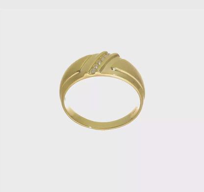 Herrenring aus 10-karätigem Gelbgold mit 0,05 Karat Naturdiamanten (Satin-Optik)