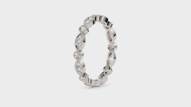 Diamond Milgrain eternity wedding band in 10k/14k/18k  gold