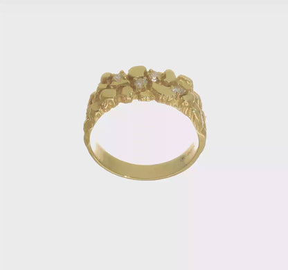 Ring aus 10K/14K Gold mit natürlichem Diamantnugget