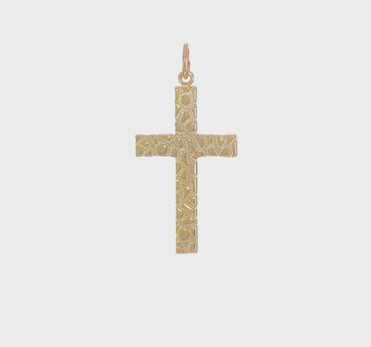 Kreuzanhänger aus 14-karätigem Goldnugget – Leicht