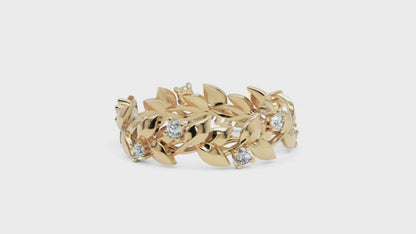 Floral Motif Eternity Ring with Diamonds