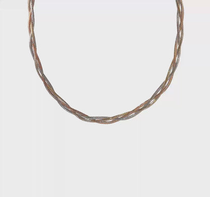 Dreifarbige Netzkette aus 14-karätigem Gold