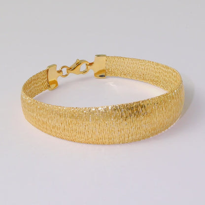 14-karätiges, poliertes, gewebtes Armband aus Gelbgold mit abgestufter Kuppelform