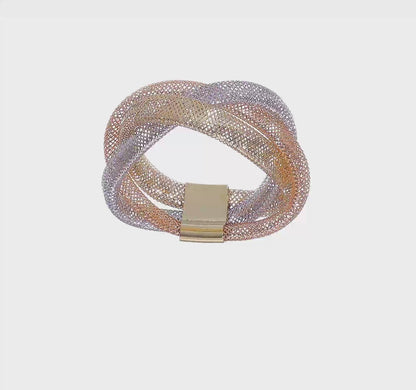 14-karätiger Goldring aus dreifarbigem, flexiblem Netzgewebe