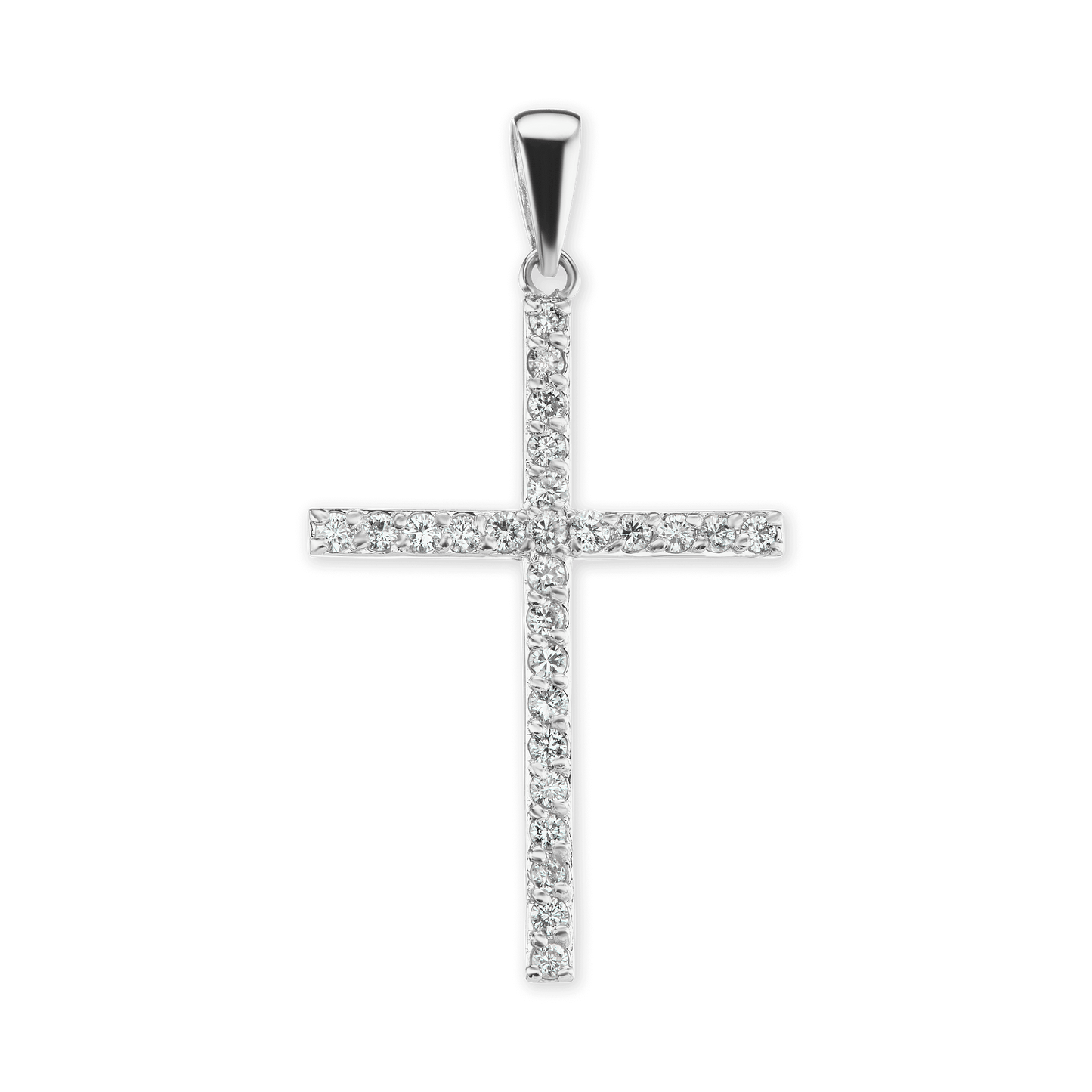 Klassischer römischer Kreuzanhänger mit Zirkonia in Sterlingsilber