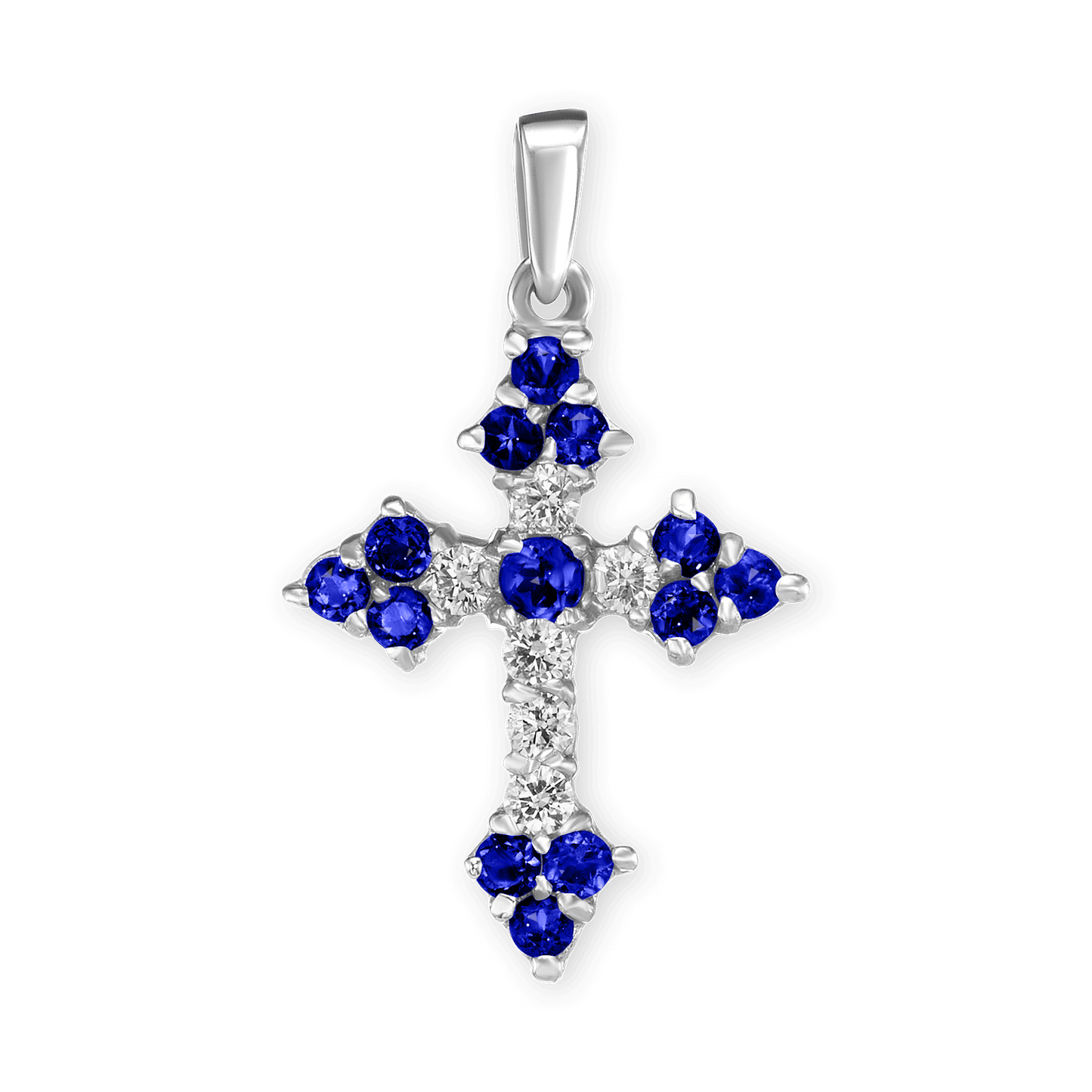Trinity-Kreuz-Anhänger mit dunkelblauem Zirkonia in Sterlingsilber