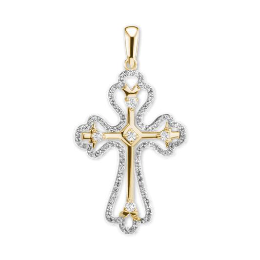 Kleeblatt-Kreuzanhänger mit Zirkonia in Sterlingsilber