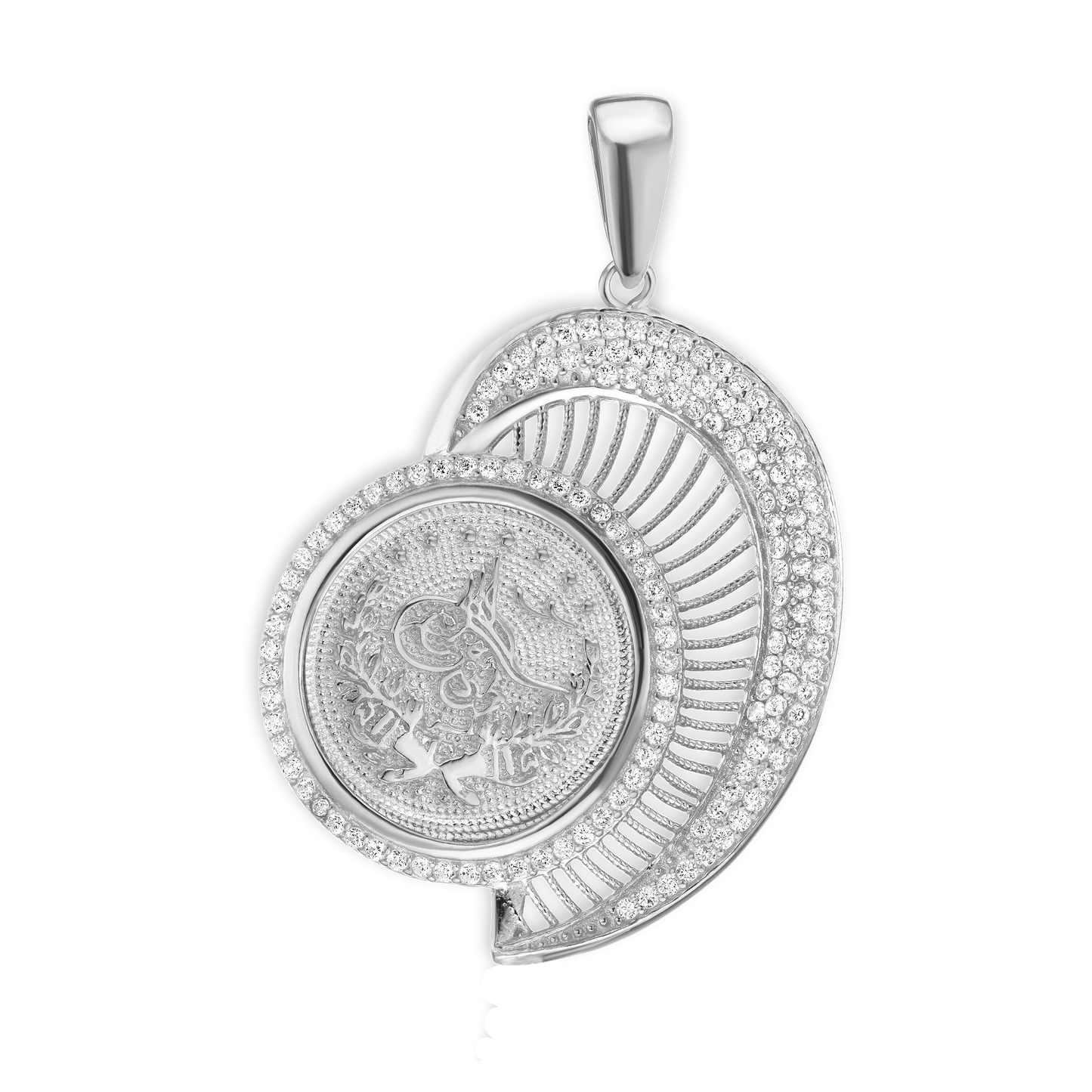 Sterling Silver Turkish Coin Pendant in Sterling Silver Finished in 14K Yellow Gold