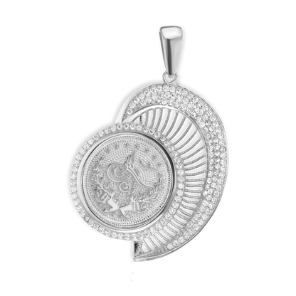 Sterling Silver Turkish Coin Pendant in Sterling Silver Finished in 14K Yellow Gold