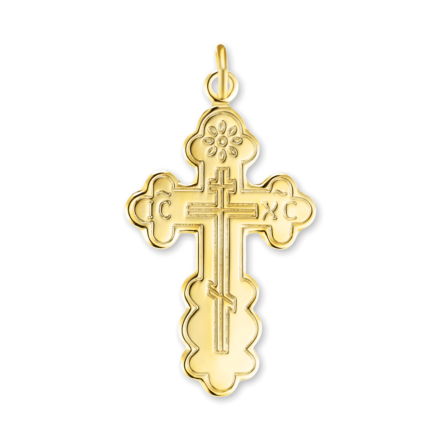 Orthodoxes Kreuz und Kruzifix-Anhänger aus Sterlingsilber – veredelt mit 18-karätigem Gelbgold