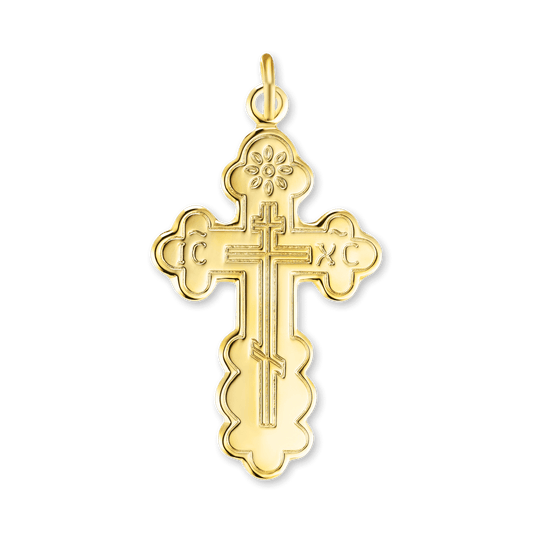 Orthodoxes Kreuz und Kruzifix-Anhänger aus Sterlingsilber – veredelt mit 18-karätigem Gelbgold