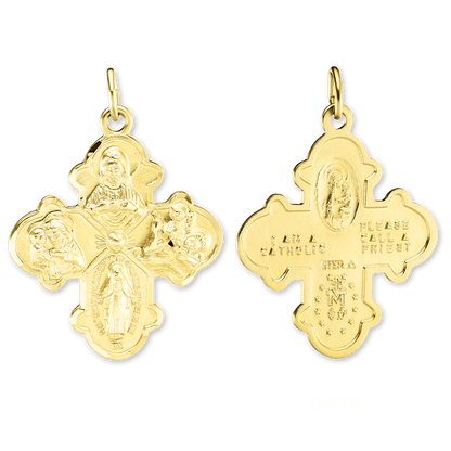 Doppelseitiger Vier-Wege-Kreuzanhänger aus Sterlingsilber