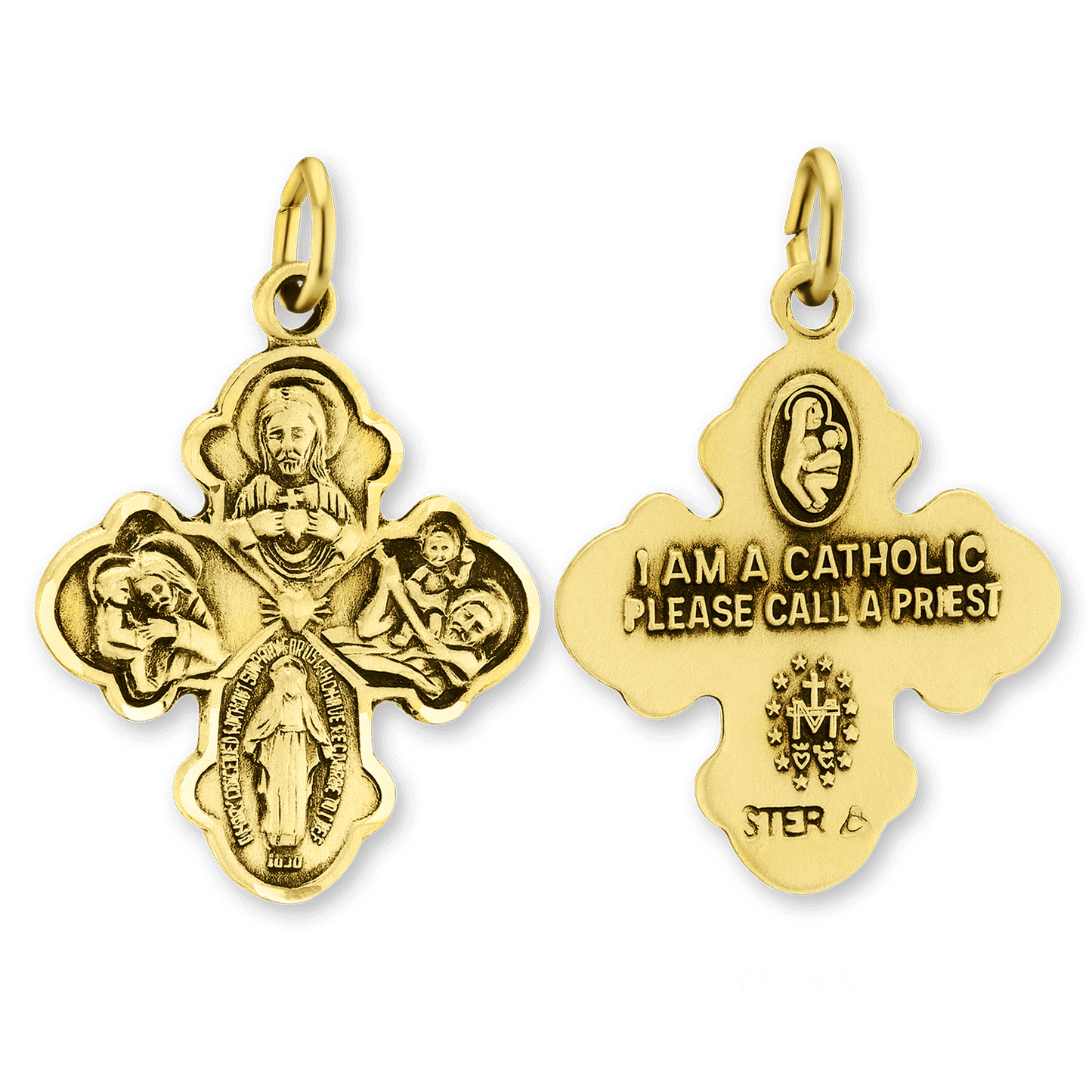 Doppelseitiger Vier-Wege-Kreuzanhänger mit Antik-Finish aus Sterlingsilber