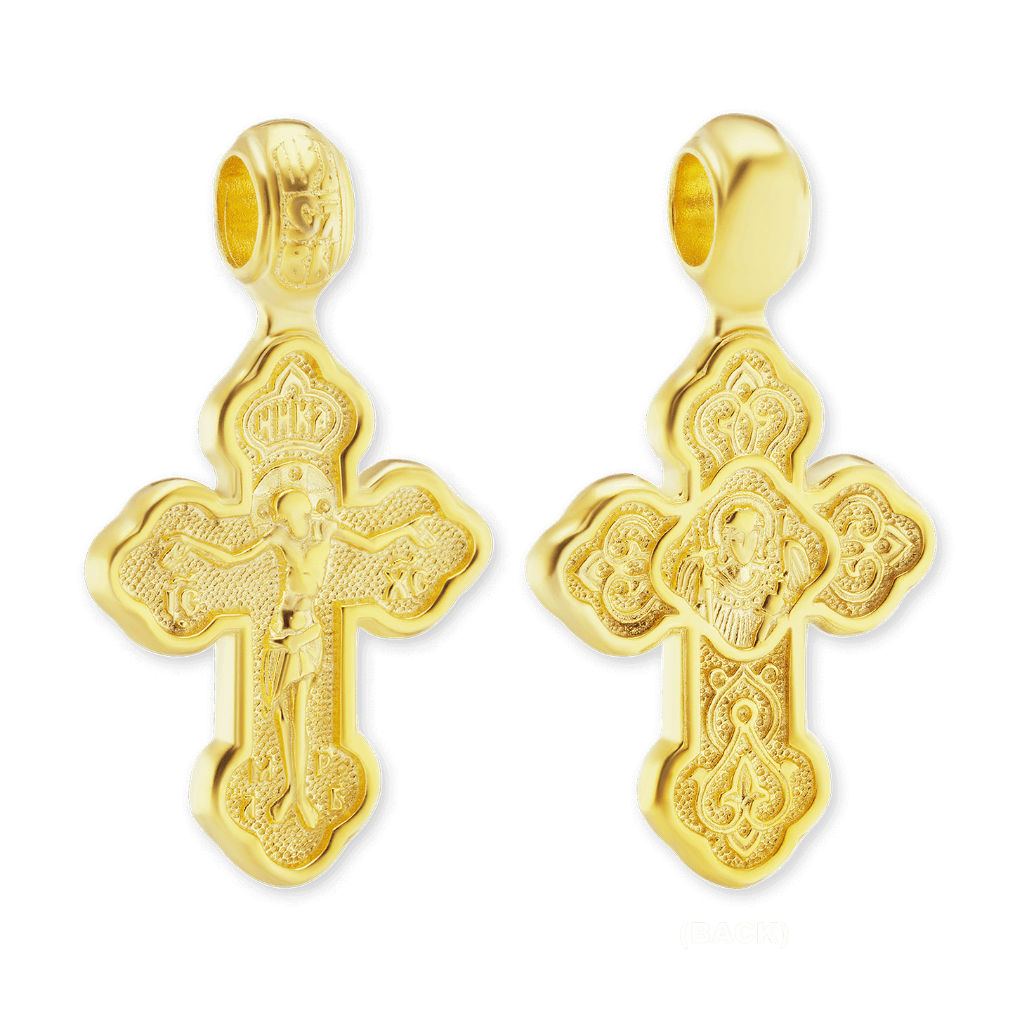 Byzantinischer Doppelkreuz- und Kruzifix-Anhänger aus Sterlingsilber