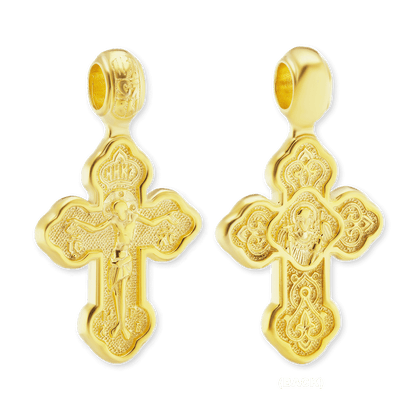 Byzantinischer Doppelkreuz- und Kruzifix-Anhänger aus Sterlingsilber