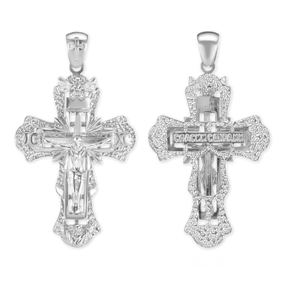 Zweifarbiger, verzierter Kruzifix-Anhänger aus Sterlingsilber
