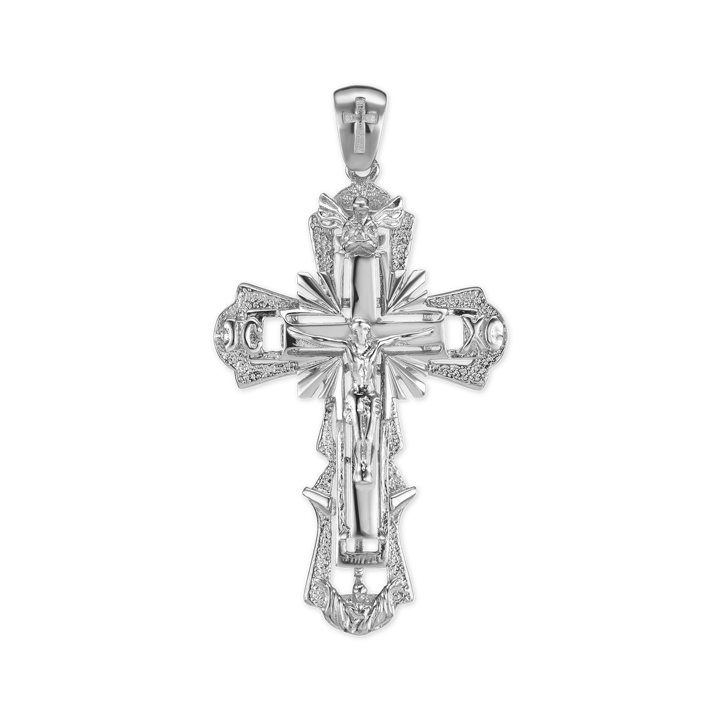 Zweifarbiger, verzierter Kruzifix-Anhänger aus Sterlingsilber