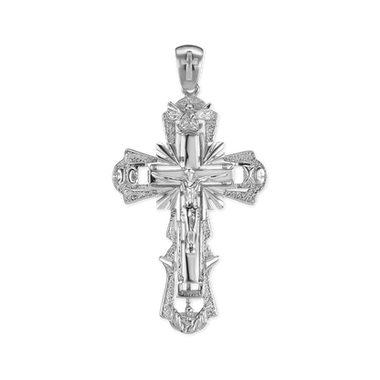 Zweifarbiger, verzierter Kruzifix-Anhänger aus Sterlingsilber