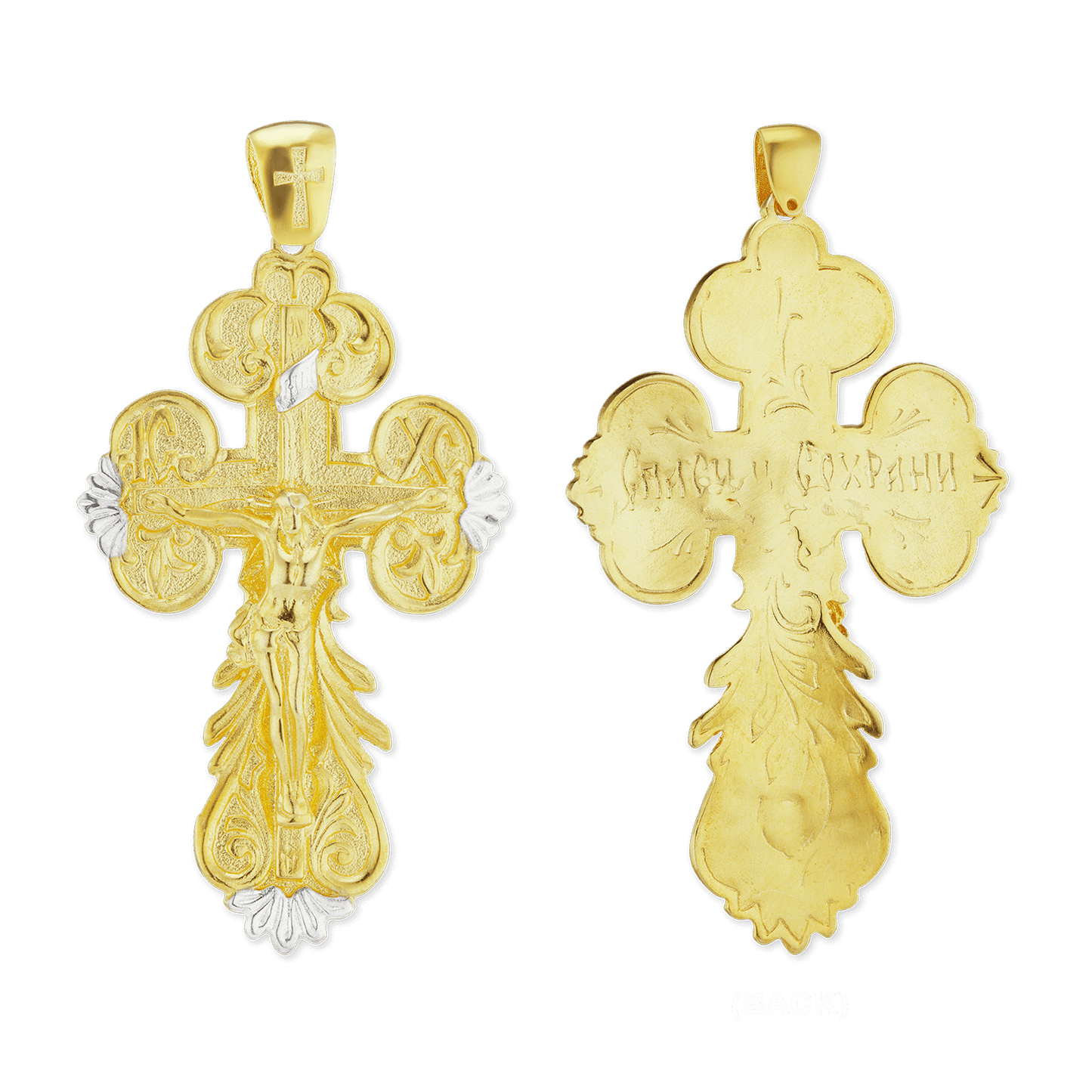 Zweifarbiger Barock-Kreuzanhänger aus Sterlingsilber