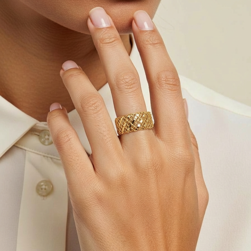 14K gewebter Stretchring