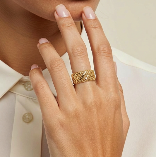 14K gewebter Stretchring