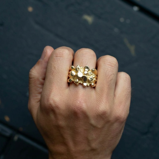 Goldnugget-Ring aus 10K/14K/18K Gold